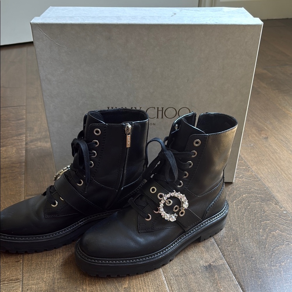 Jimmy Choo Black Crystal Ankle Boots